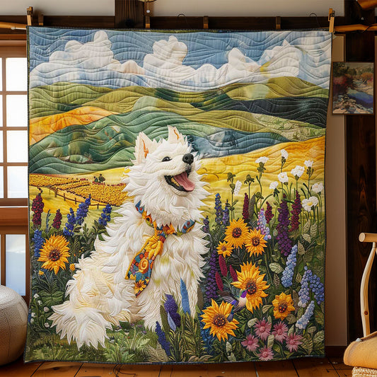 Samoyed's Flower Field WN2210015CL Quilt