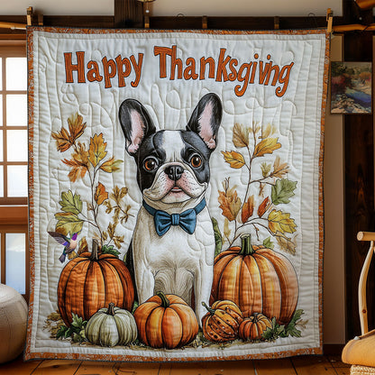 Bull Dog Thanksgiving WY2011042CL Quilt
