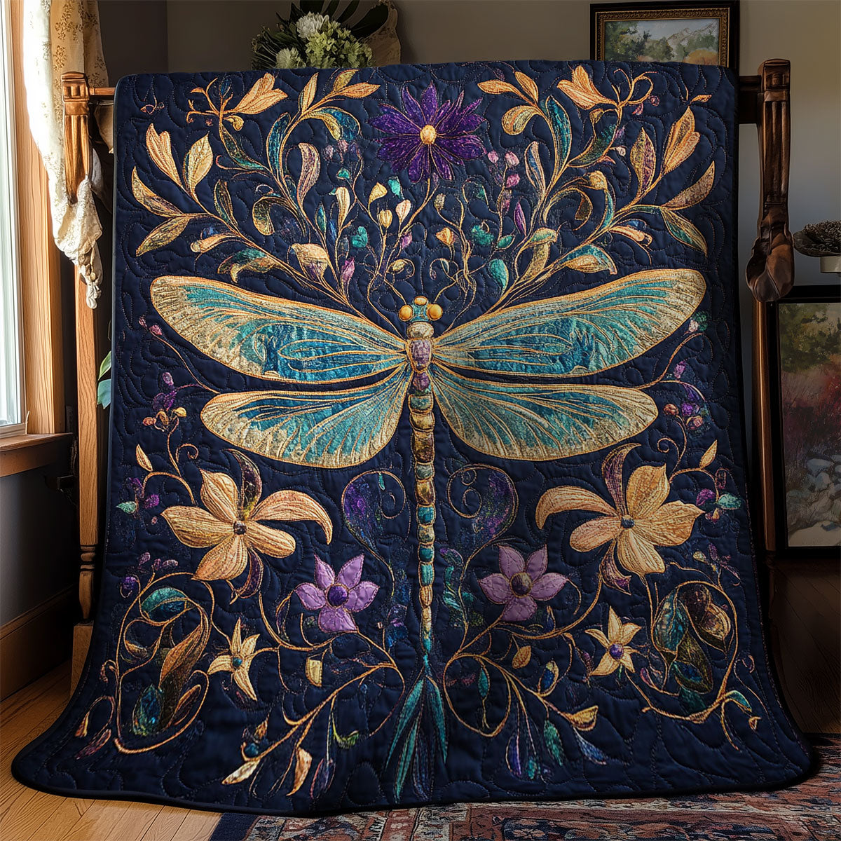 Dragonfly In Beautiful Garden WY2702058CL Quilt