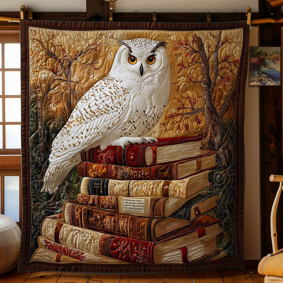 White Owl In Book WY0202092CL Quilt