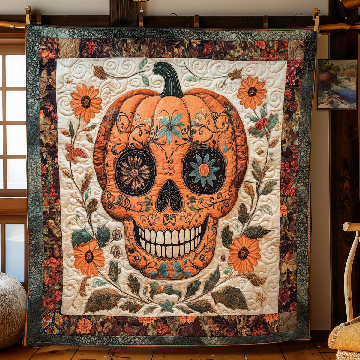 Pumpkin Skull WN2311073CL Quilt