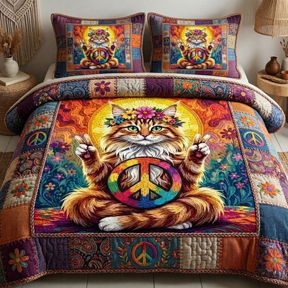 Peaceful Hippie Cat Patchwork WN0304006CL Duvet Cover Set