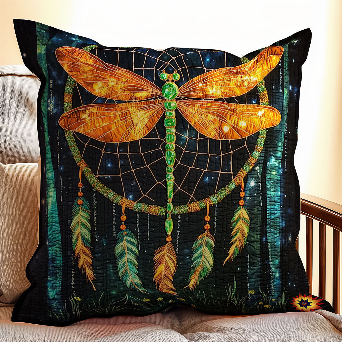 Gold Dragonfly Dreamcatcher WY0412080CL Quilt Pillow Case