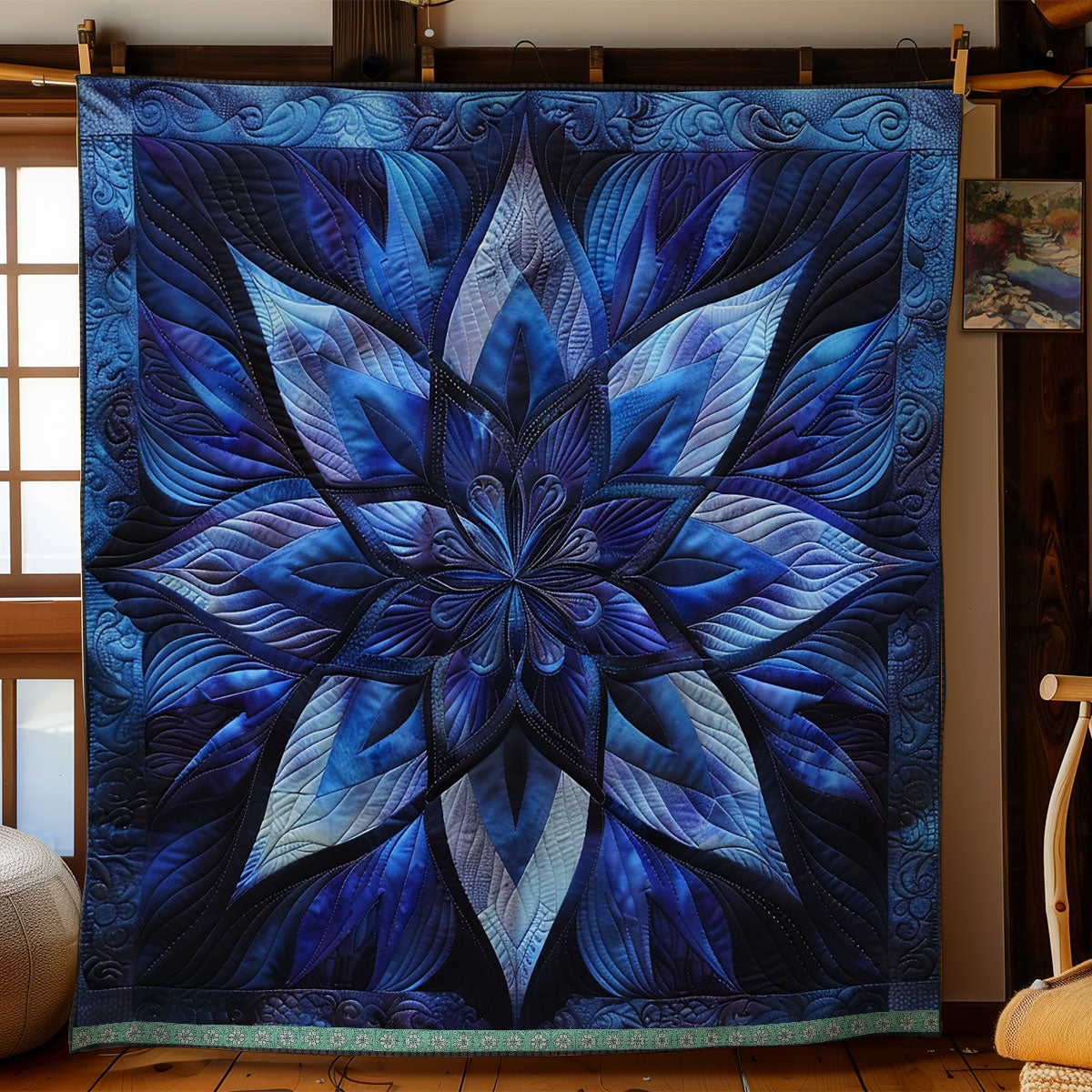 Ethereal Blue Blooms WN1309051CL Quilt