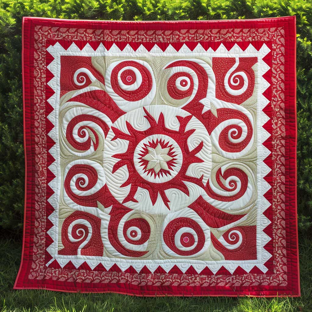 Swirly Red Star WJ2009022CL Quilt