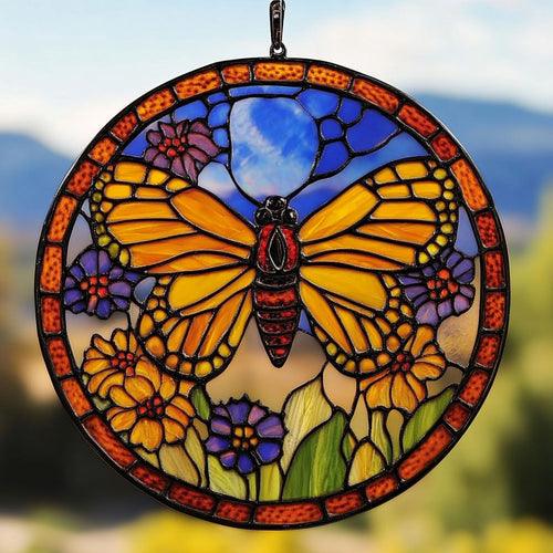 Butterfly WJ1510033CL Stained Glass Suncatcher