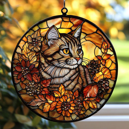 Dreamy Cat WU0811080CL Stained Glass Suncatcher