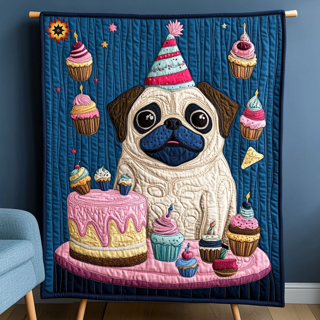 Birthday Pug WX0911002CL Quilt