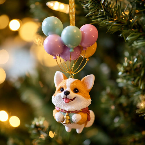 Happy Corgi Flight WN1610079CL Christmas Ornament