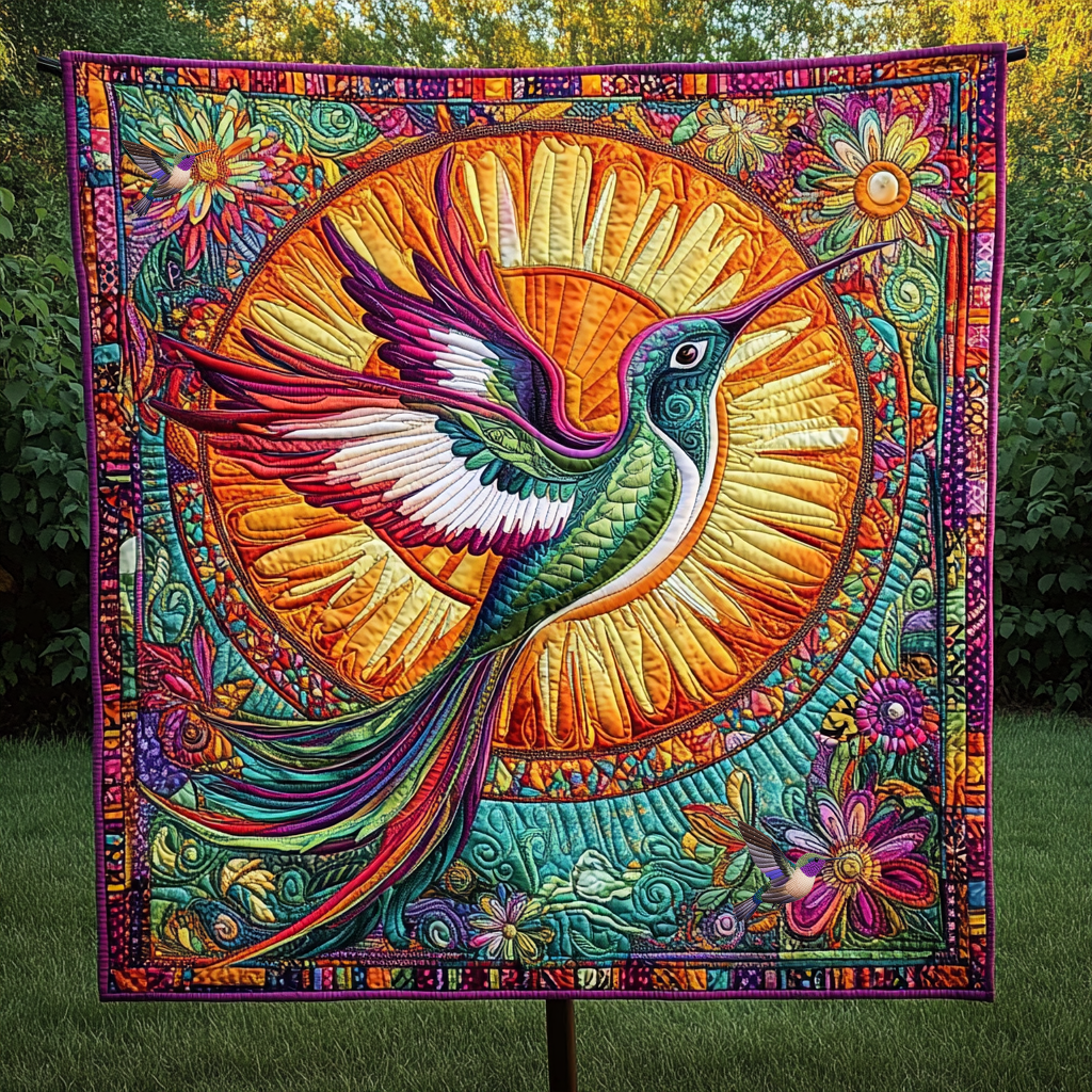 Hummingbird’s Sacred Bloom WN0310085CL Quilt