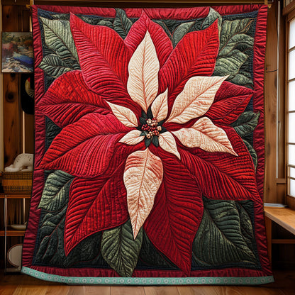 Red Poinsettia WX2111037CL Quilt