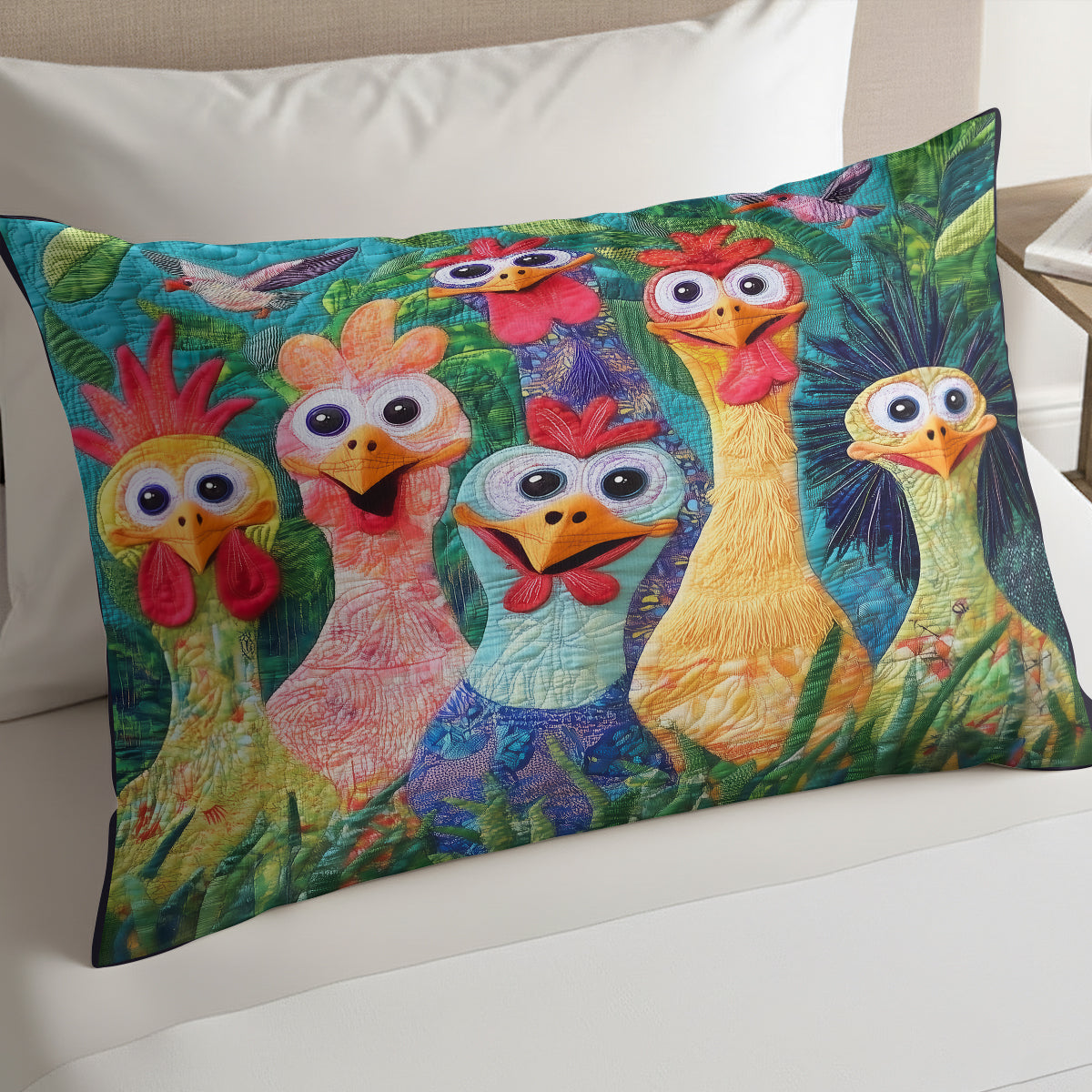 Whimsical Cute Chickens XR0208007CL Quilted Bedding Pillow Case