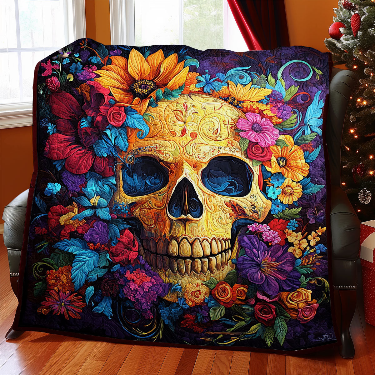 Floral Skull WY3110039CL Quilt