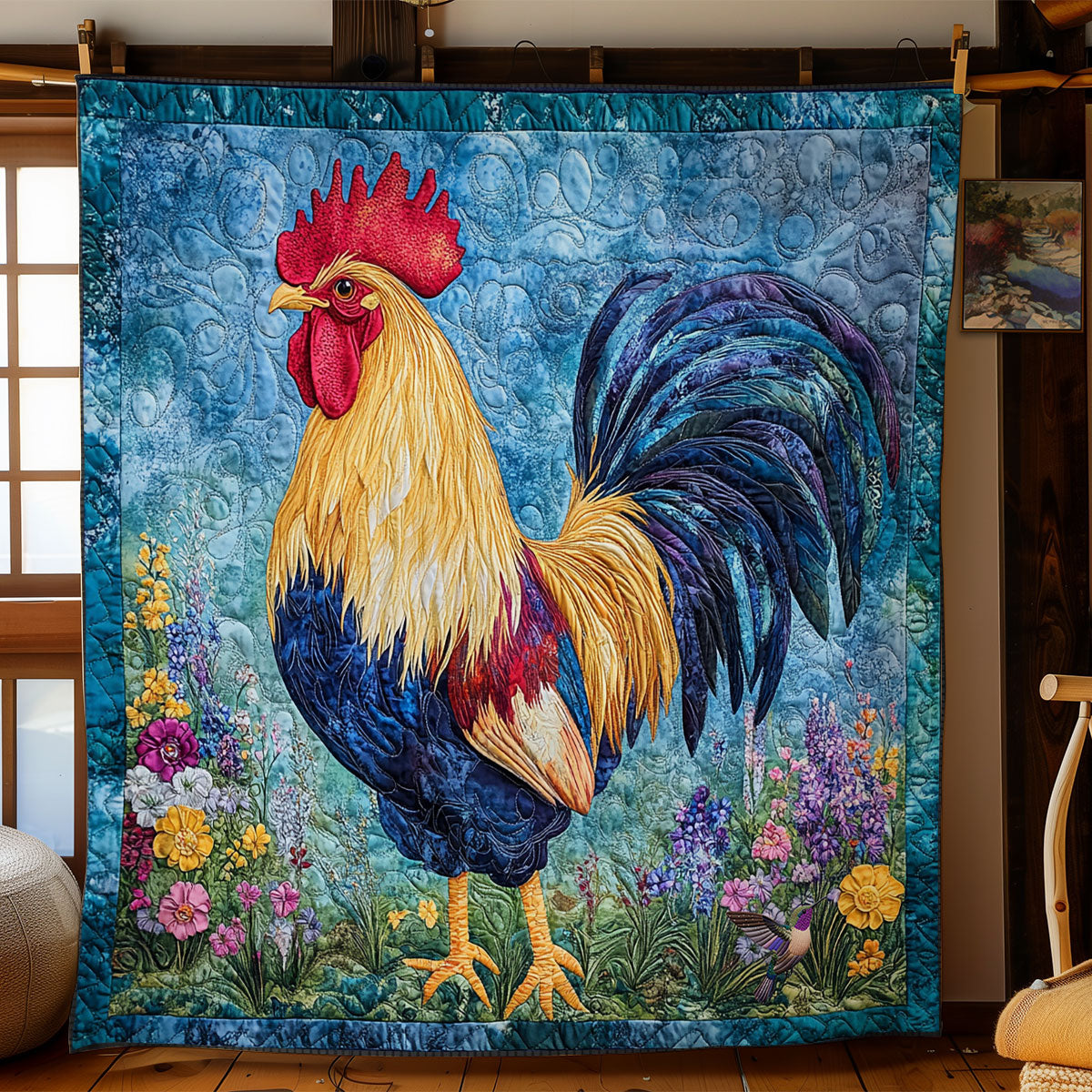 Mystic Blue Chicken WY1911053CL Quilt