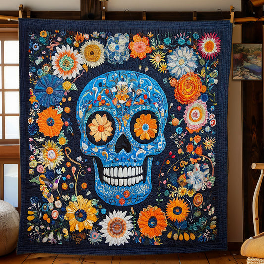 Flower Blue Skull Wy1311036CL Quilt