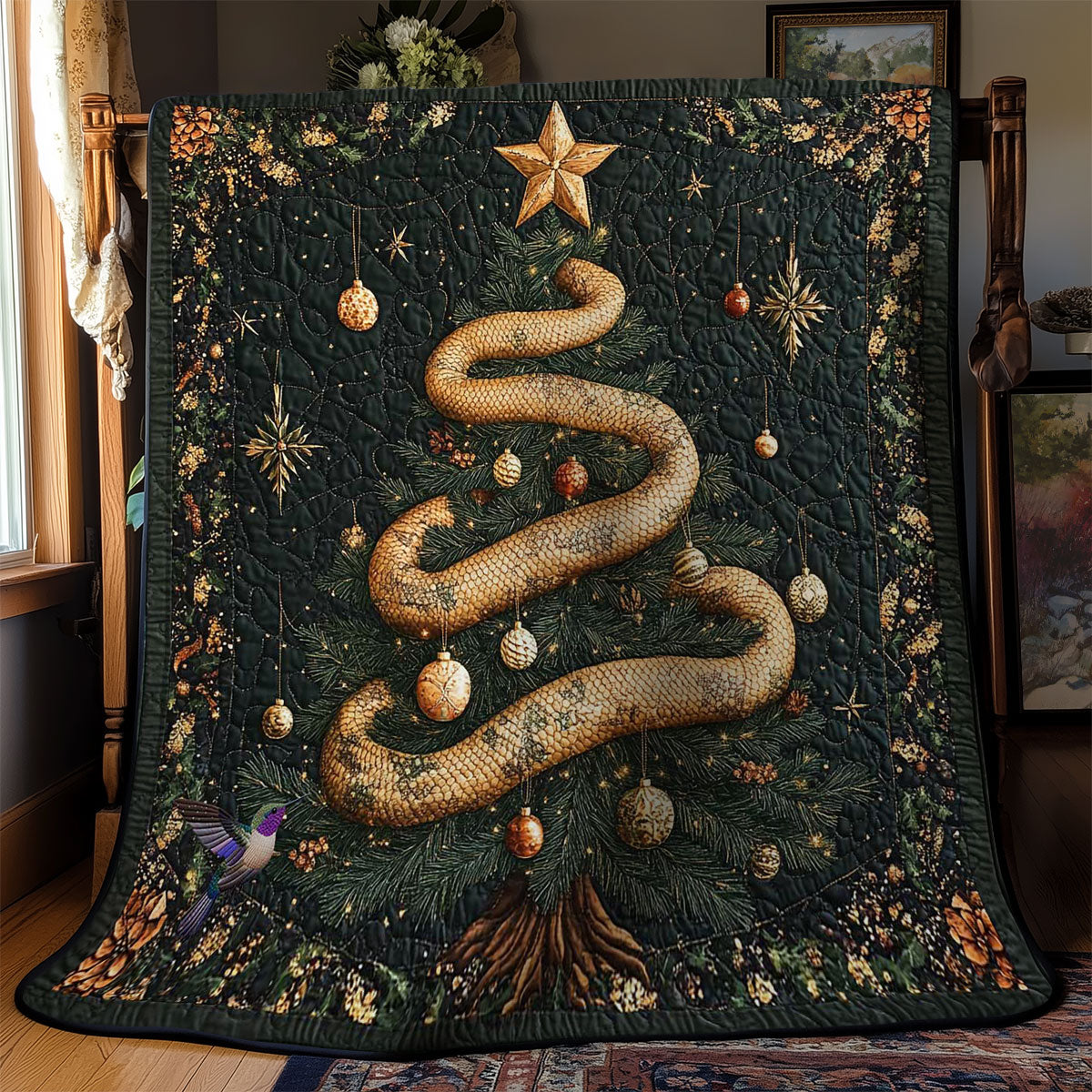 Golden Snake Christmas WN0712006CL Quilt