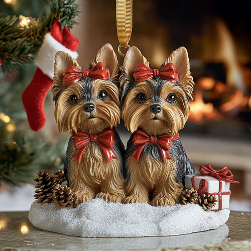 Merry Yorkies CP1710052CL Christmas Ornament