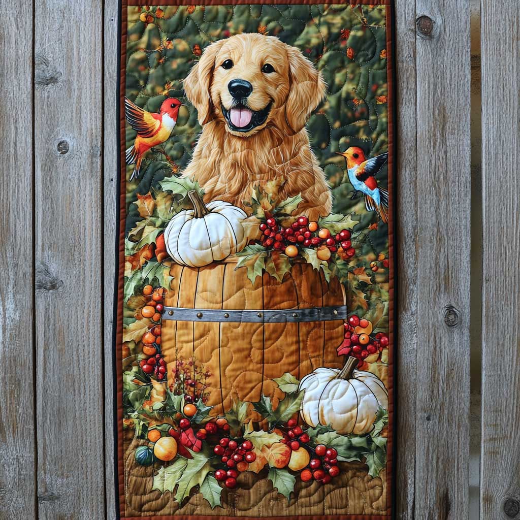 Golden Retriever Harvest Joy WN2609091CL Quilted Table Runner