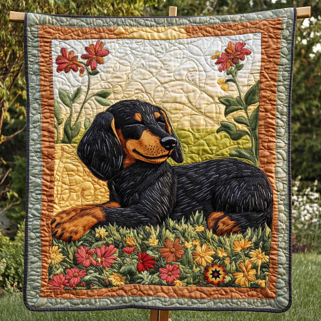 Floral Dachshund WP0110018CL Quilt