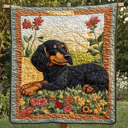 Floral Dachshund WP0110018CL Quilt