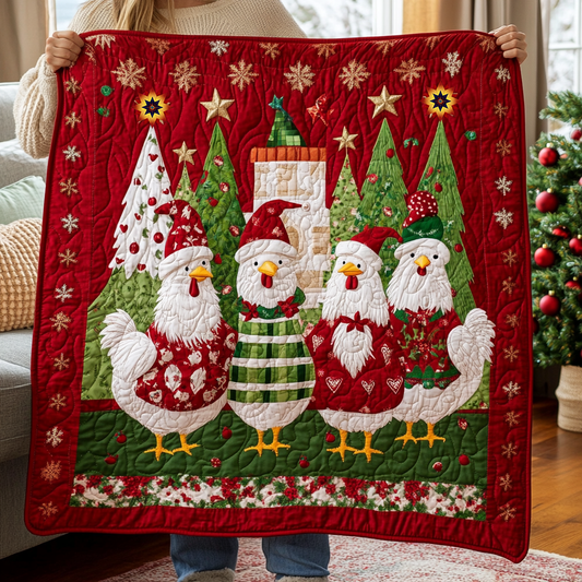 Christmas Chickens XR1012001CL Quilt