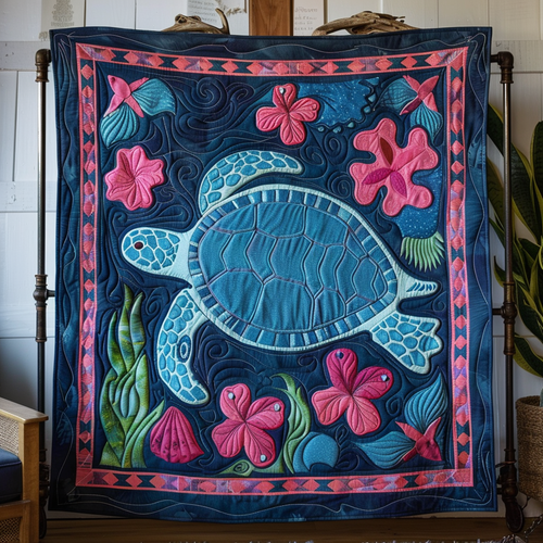 Blue Tropical Turtle XR1909013CL Quilt