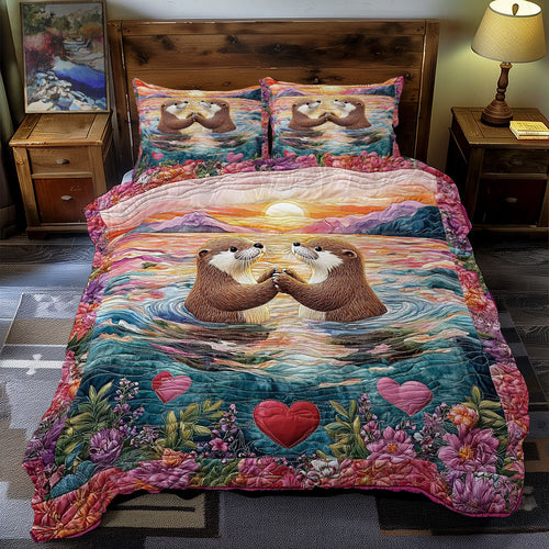 Romantic Otter In Sunset WY1701106CL Duvet Cover Set
