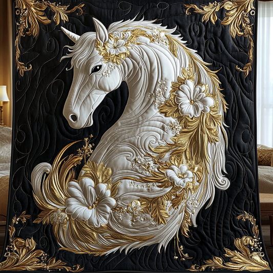 Golden White Horse WG3012013CL Quilt