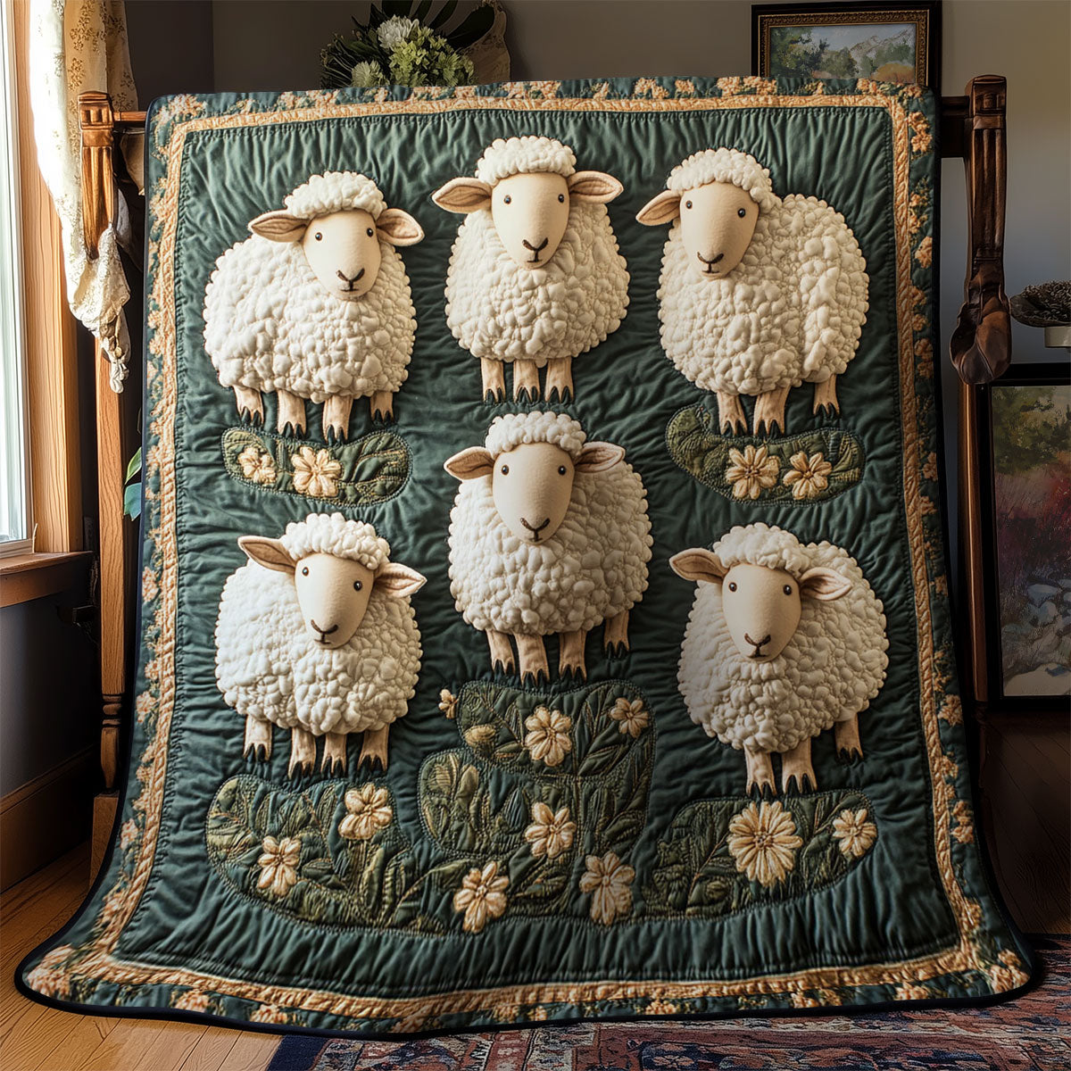 Cute Sheep In Farm WY1502051CL Quilt