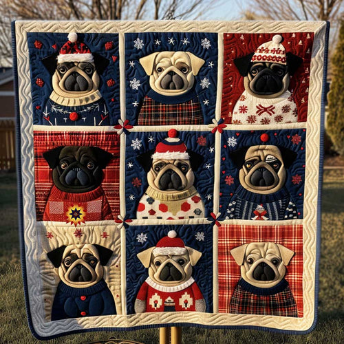 Santa Cozzy Christmas Pug WP1210038CL Quilt