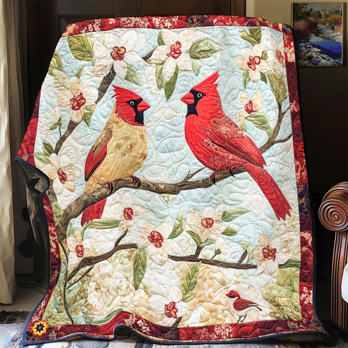 Couple Cardinal  WX2612015CL Quilt