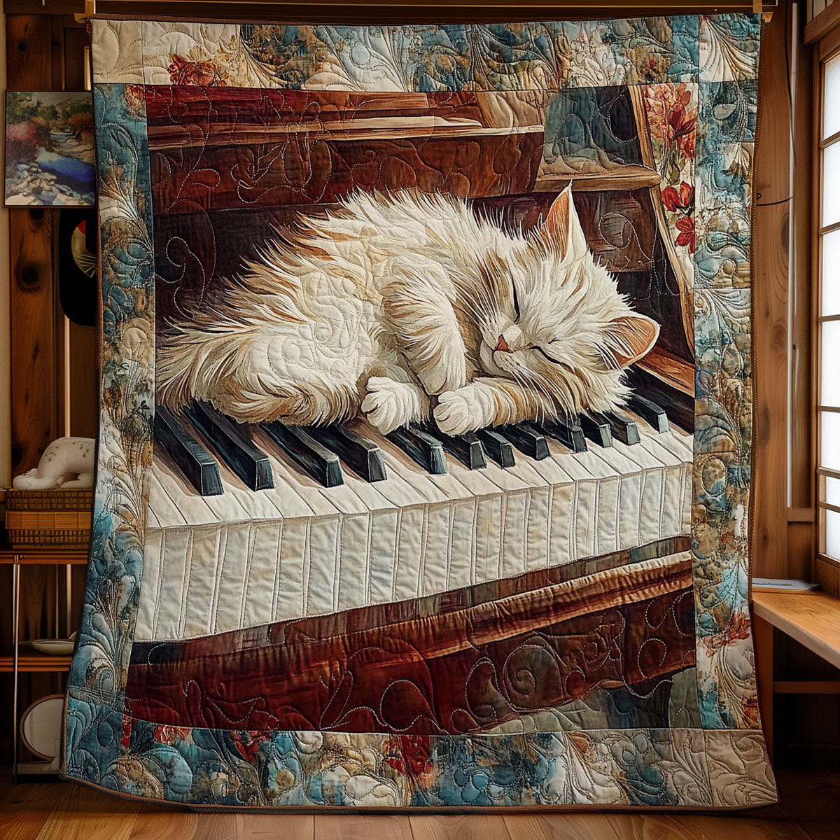 Cute Kitten In Piano WY1801062CL Quilt