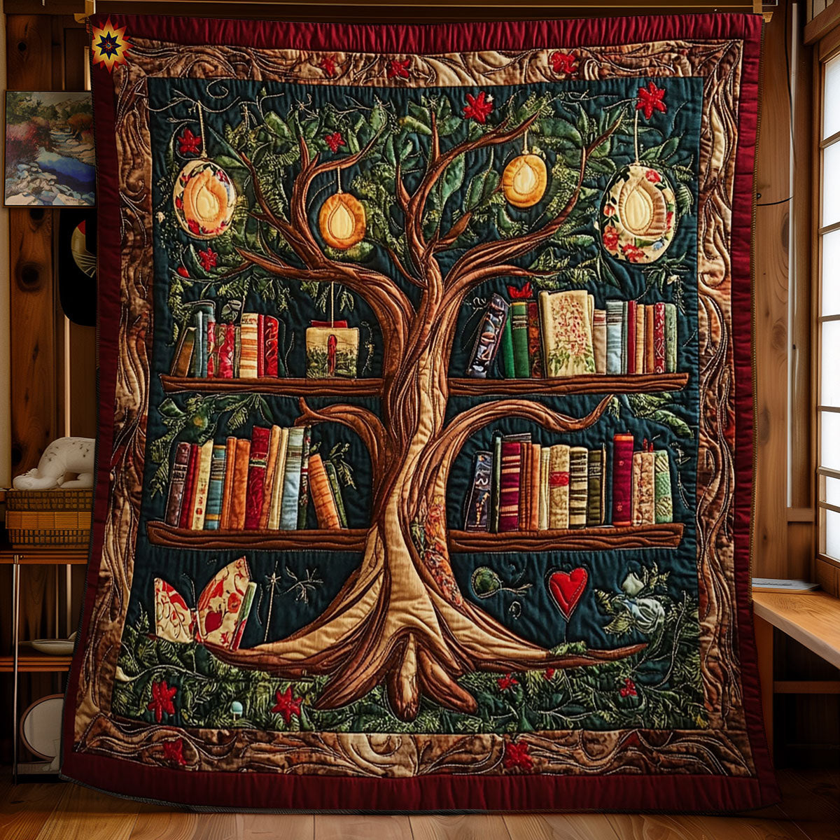 Tree And Books WY2412080CL Quilt
