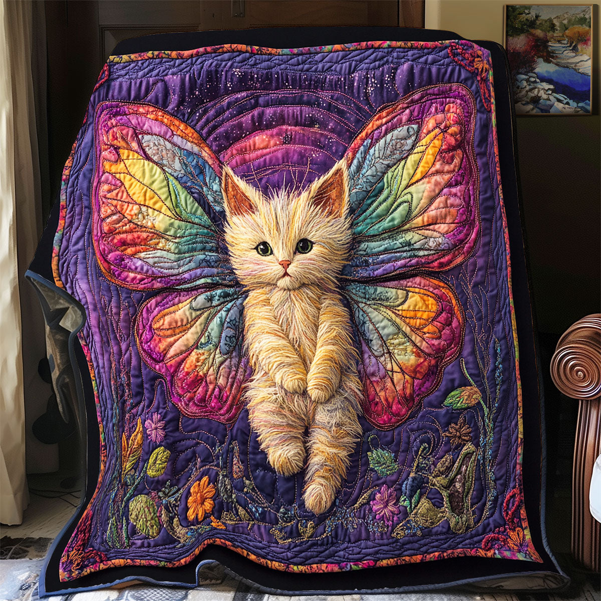 Dreamy Winged Cat XB2702026CL Quilt