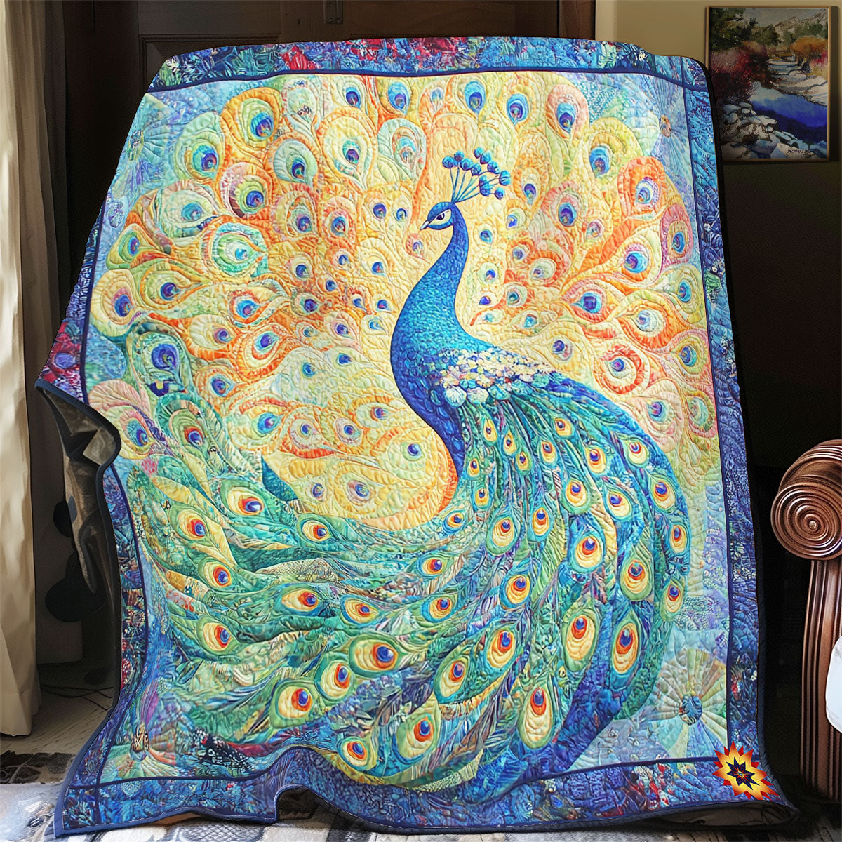 Blue Peacock WY0911009CL Quilt