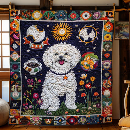 Bichon Frise Flower Strength WN1210014CL Quilt