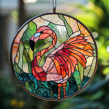 Pretty Flamingo WX0801093CL Stained Glass Suncatcher