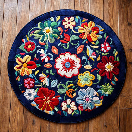 Circle Of Flower CP0805022CL Quilted Round Mat