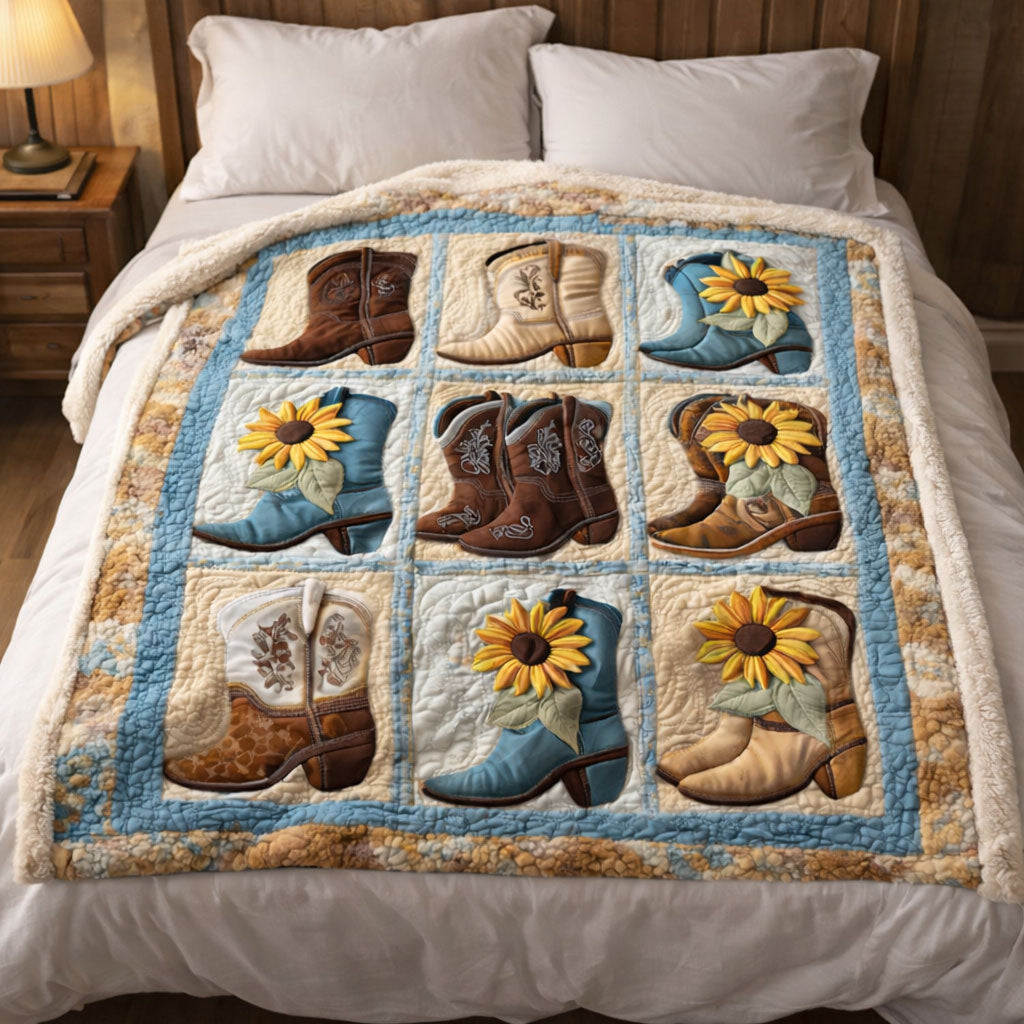 Sunflower Cowboy Boots KL2301007CL Faux Fur Throw Blanket