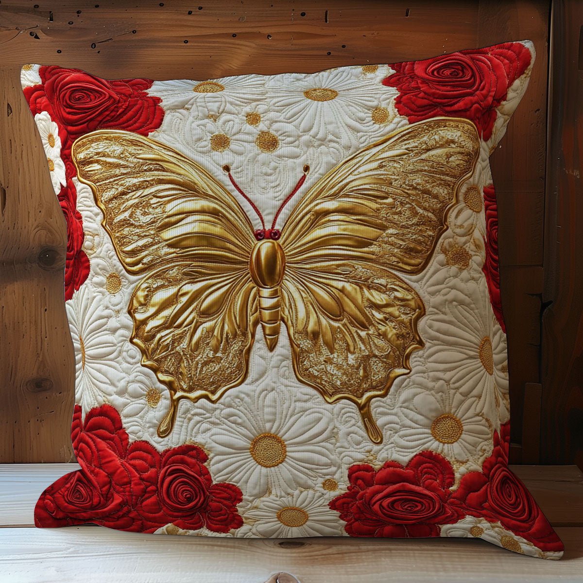 Gold Butterfy Portrait WY0602091CL Quilt Pillow Case