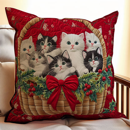 Christmas Basket Kitten WY0612096CL Quilt Pillow Case