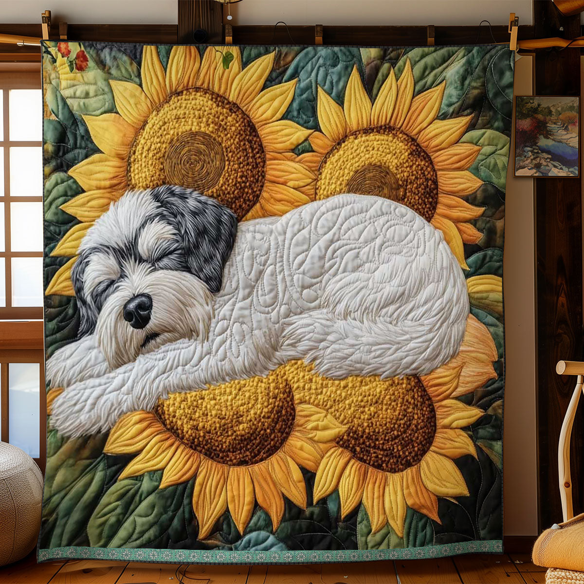 Miniature Schnauzer Blooming Rest WN2809047CL Quilt