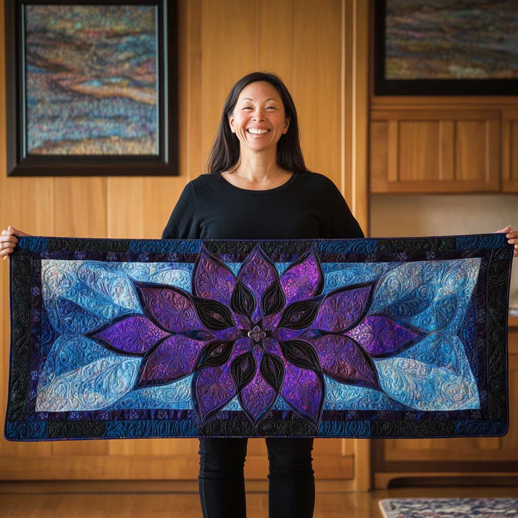 Purple Dreamy Bloom WN2709029CL Quilted Table Runner