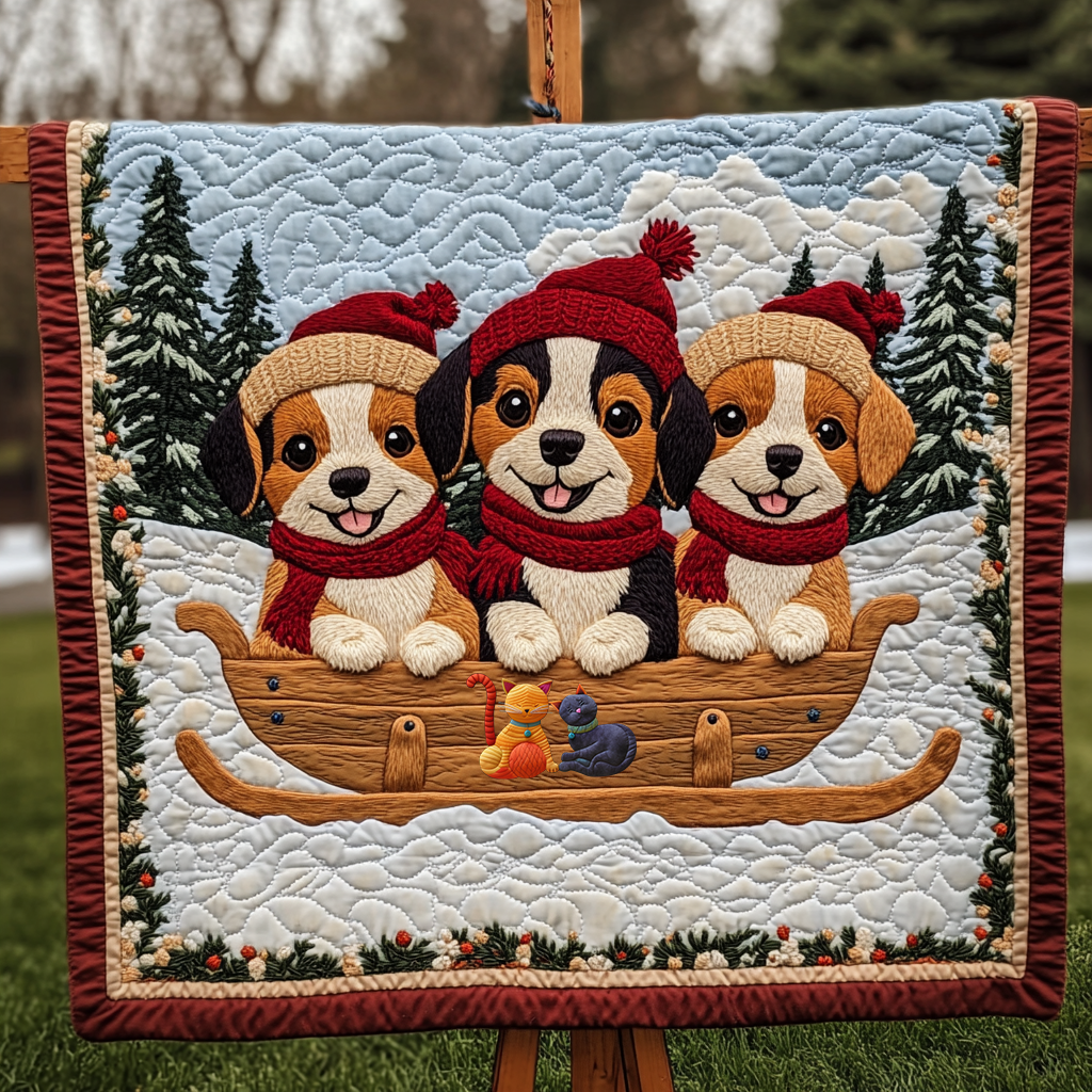 Dachshund Snowy Sleighing WN0310075CL Quilt