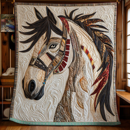 Horse White WX0212027CL Quilt