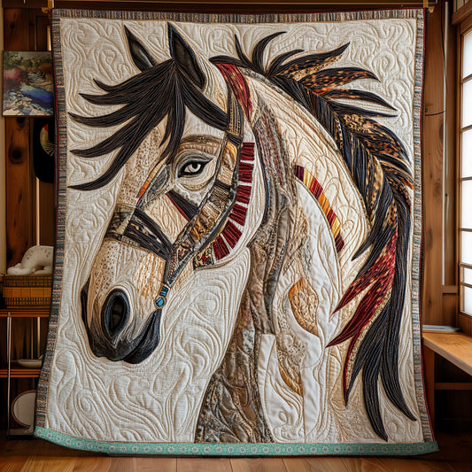 Horse White WX0212027CL Quilt