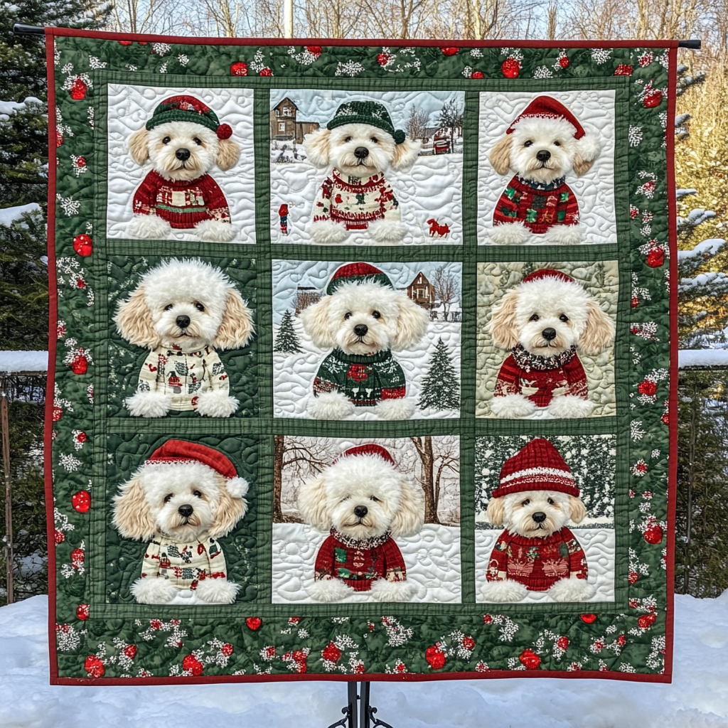 Poodle Merry Christmas YR2312003CL Quilt