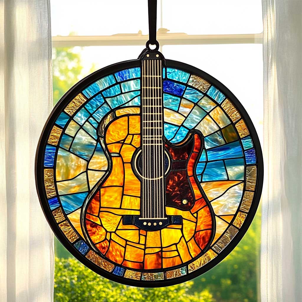 Guitar WJ0310042CL Stained Glass Suncatcher