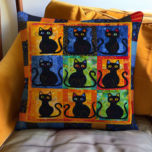 Colorful Black Cat WJ1510030CL Quilt Pillow Case