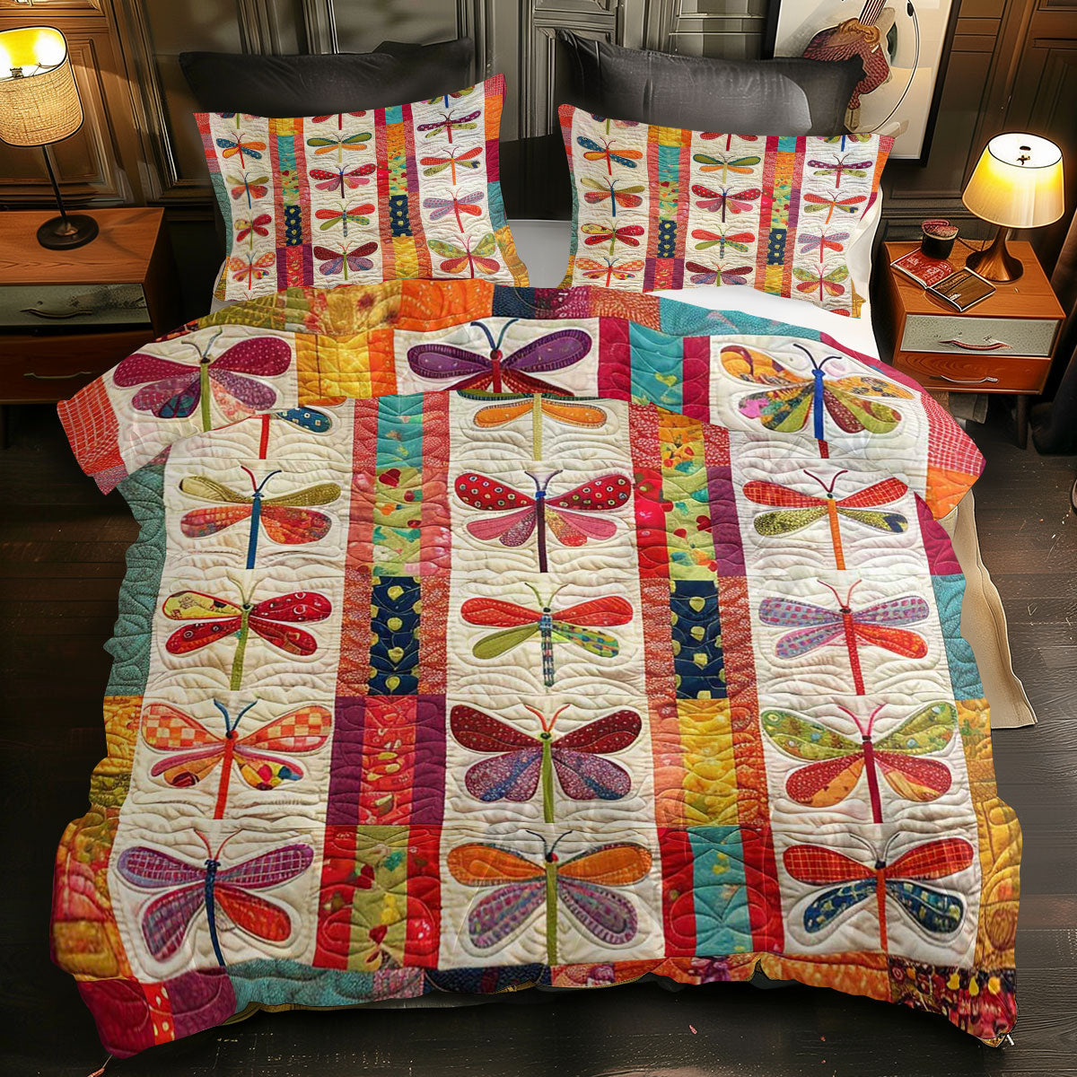 Patchwork Dragonfly WJ1109031CL Duvet Cover Set